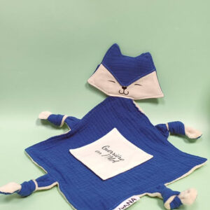 Doudou étapes PMA renard bleu électrique + carte étape "Guerrière en PMA"