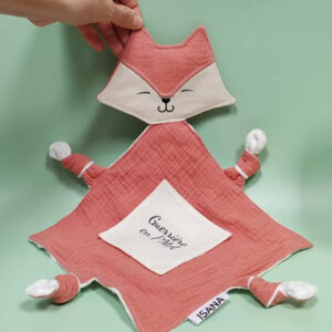 Doudou étapes PMA renard vieux rose + carte étape "Guerrière en PMA"