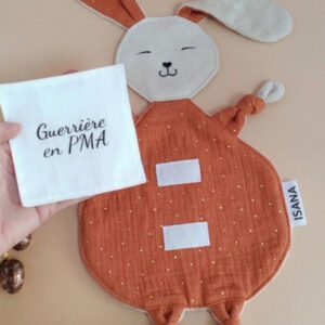 Doudou étapes PMA Lapin + carte étape "Guerrière en PMA" à personnaliser